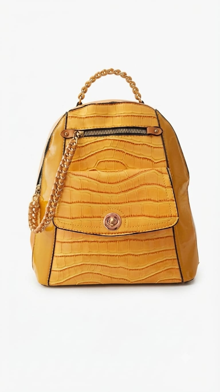 MOCHILA URBANA COCODRILO MOSTAZA
