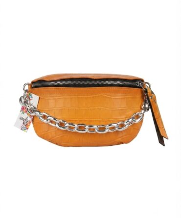 RIÑONERA CROCO CHAIN MOSTAZA
