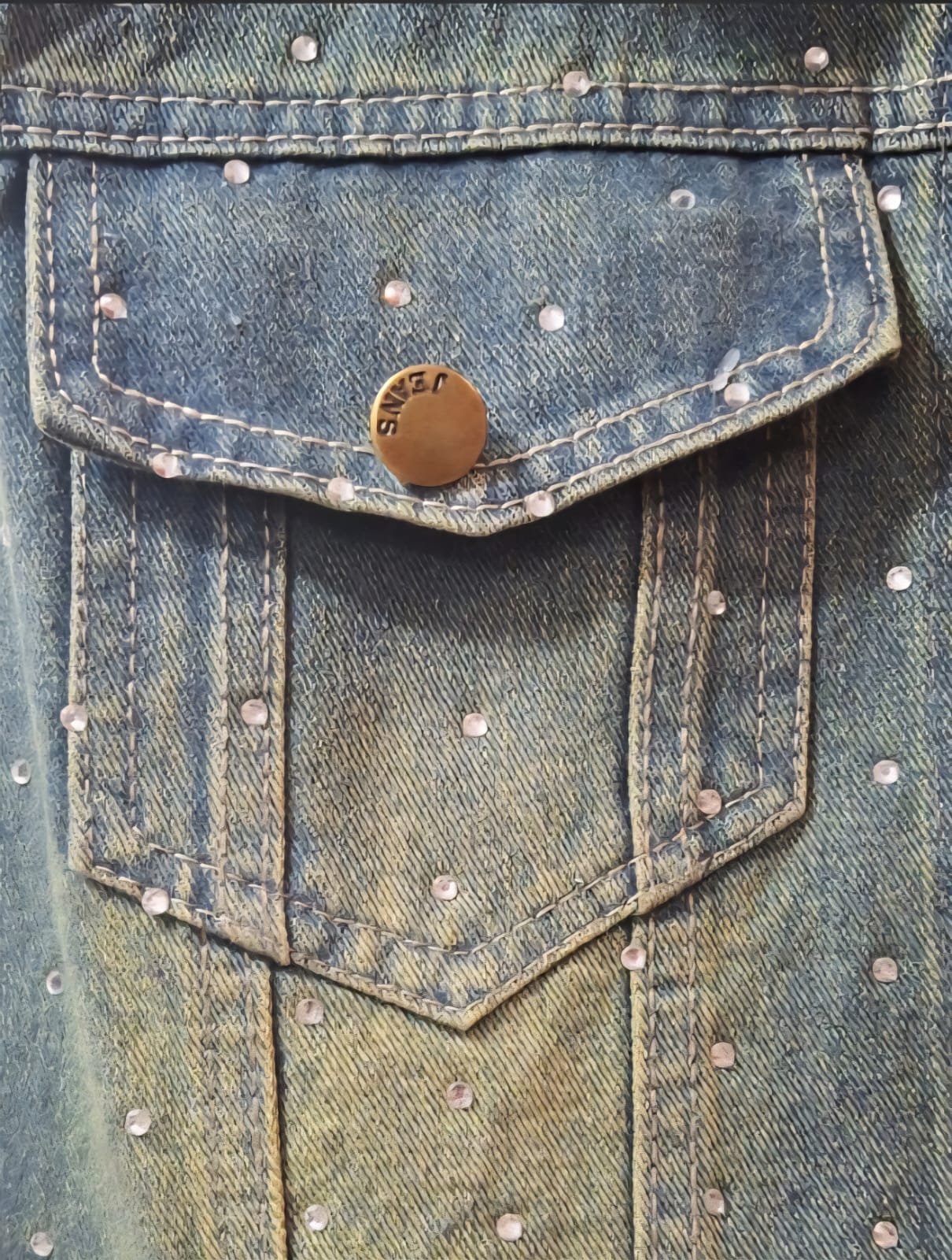 CHALECO CROP DENIM OXIDO CON BRILLOS - Imagen 2